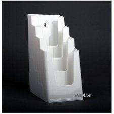 BROCHURE HOLDER ACRILIC POLYSTYRENE BRIGHT WHITE 1/3 A4 VERTICAL (4 CASES)