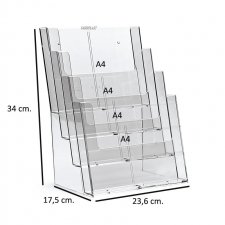 Acrylic Brochure Holder A4 vertical position (4 pockets)