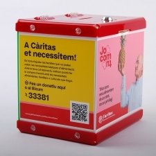 Plexiglas piggy banks for donations CARITAS