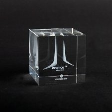 ARAMCO 3D engraved glass block