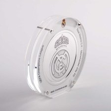 R Madrid CF medal in acrylic tombstone