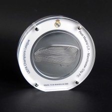 R Madrid CF medal in acrylic tombstone
