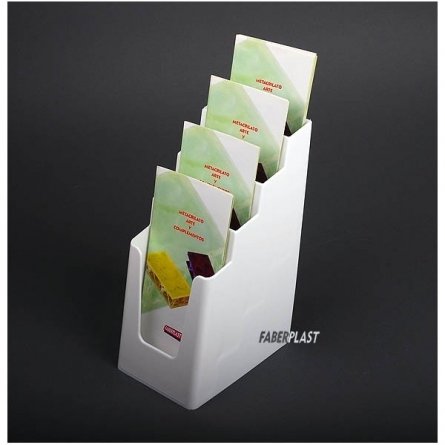 BROCHURE HOLDER ACRILIC POLYSTYRENE BRIGHT WHITE 1/3 A4 VERTICAL (4 CASES)