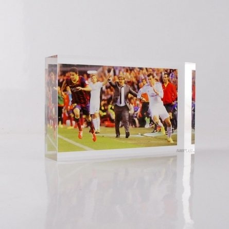 Perspex block printed R MADRID - BARCA